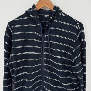 Burkman Bros‎ Mens Small Hoodie Full Zip Striped Cotton Blend Casual Jacket